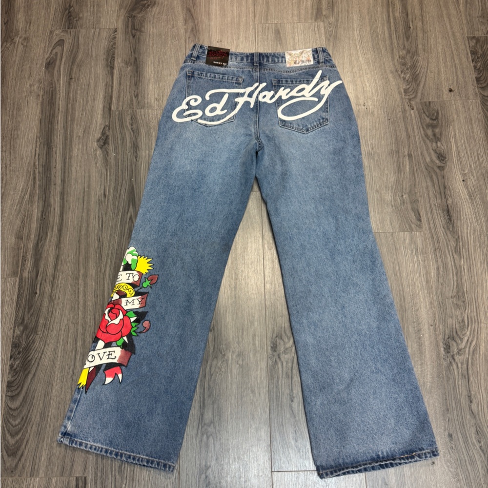 Ed Hardy Light Blue Baggy Jeans
